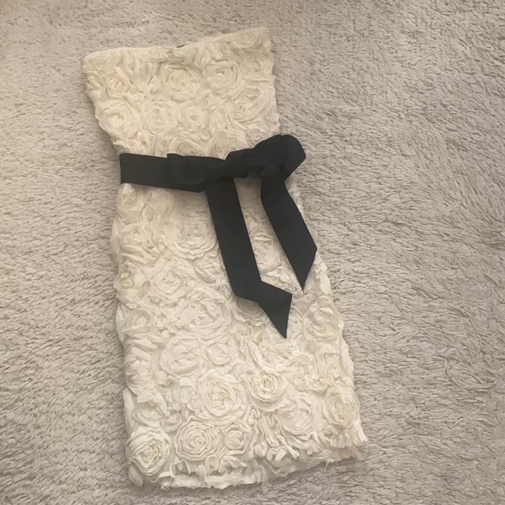Zara Ivory Rosette Sash Dress